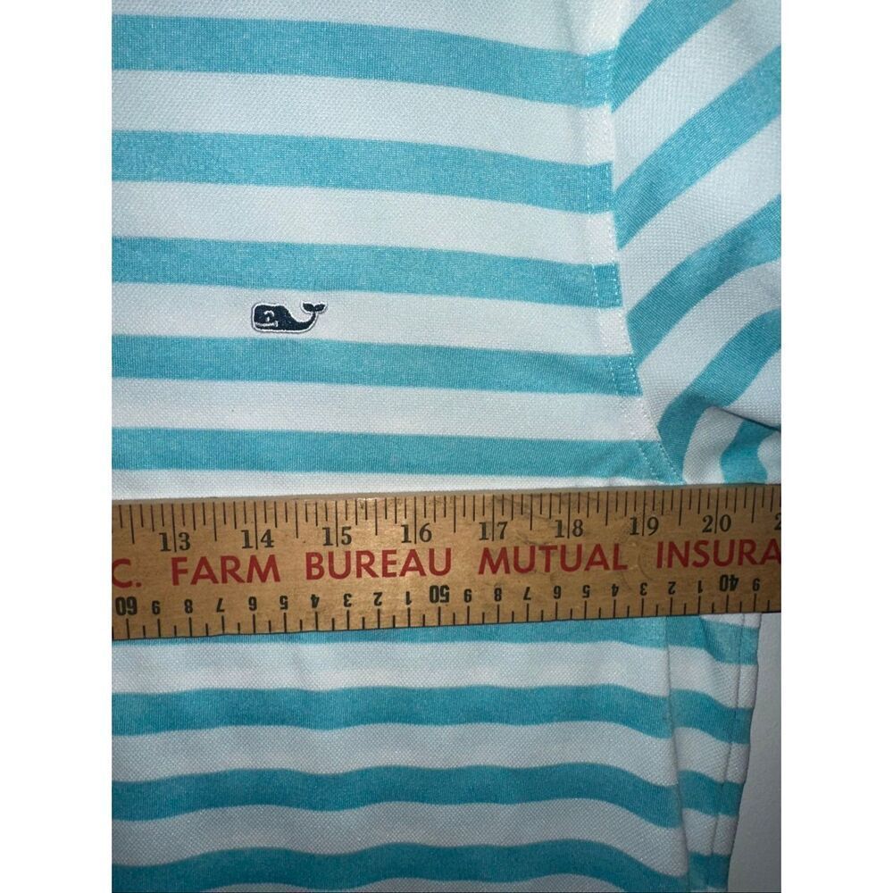 Vineyard Vines Polo Shirt Mens Medium Blue White Stripe Performance Golf Sankaty - Picture 4 of 7